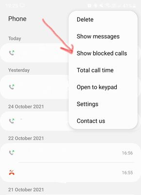 Click "Show Blocked Calls" Option